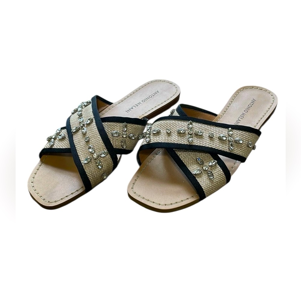 ANTONIO MELANIE WOMENS OPEN TOE SANDALS WITH RHINESTONES SIZE 7